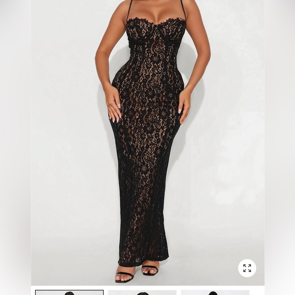 Fashion Nova Black Lace Maxi Dress